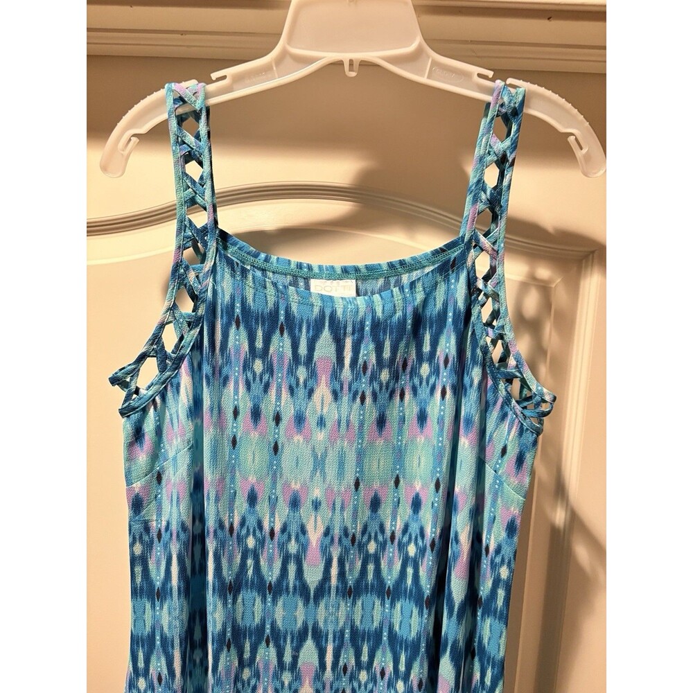Women's Dotti Dress Size 10 Blue Tie Die Vibe Sleeveless Summer Vintage 90s Boho - Picture 5 of 14